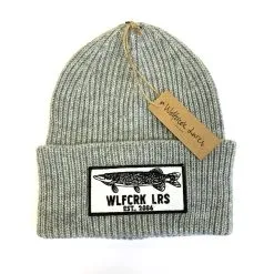 Wolfcreek Pike Patch Knitted Beanie -Vinterfiske Försäljningsbutik WLFCRK Patch Knitted Beanie Heather Gray 2048x2048