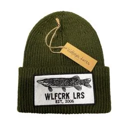 Wolfcreek Pike Patch Knitted Beanie -Vinterfiske Försäljningsbutik WLFCRK Patch Knitted Beanie green